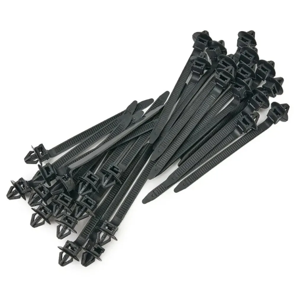 Attaches de câble noires en nylon pour voiture, lot de 10/30/50 pièces, fixation de faisceau à montage poussoir, clips de serrage, organisateurs de fils automobile 5