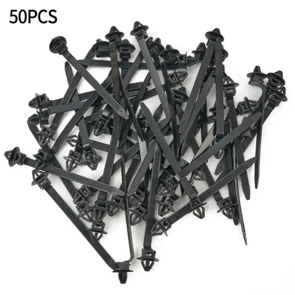 Attaches de câble noires en nylon pour voiture, lot de 10/30/50 pièces, fixation de faisceau à montage poussoir, clips de serrage, organisateurs de fils automobile 6