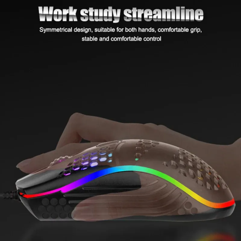 Souris optique de jeu filaire USB à rétroéclairage LED (7 modes de respiration), pour ordinateur portable et de bureau 2