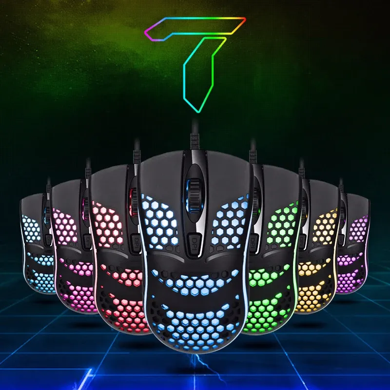 Souris optique de jeu filaire USB à rétroéclairage LED (7 modes de respiration), pour ordinateur portable et de bureau 6