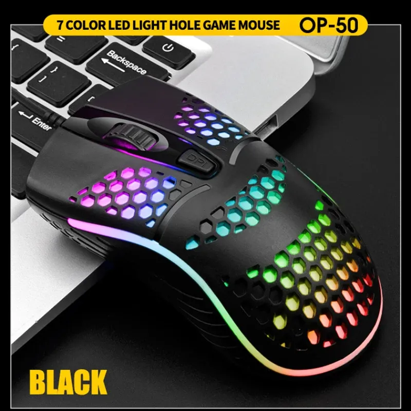 Souris optique de jeu filaire USB à rétroéclairage LED (7 modes de respiration), pour ordinateur portable et de bureau 7