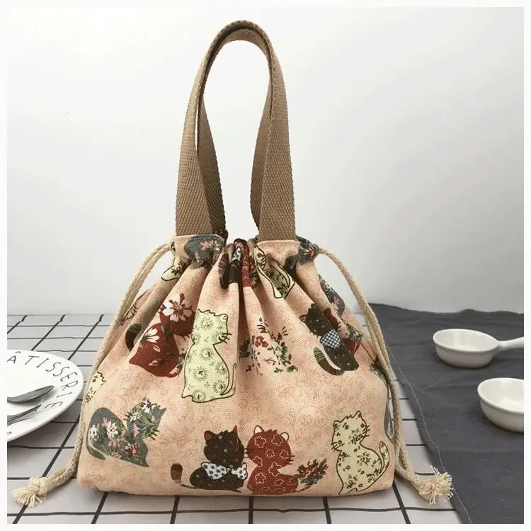 Sac à lunch en toile de dessin animé japonais, esprit lifestyle