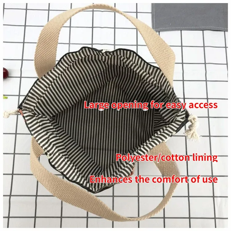 Sac à lunch en toile de dessin animé japonais, finitions