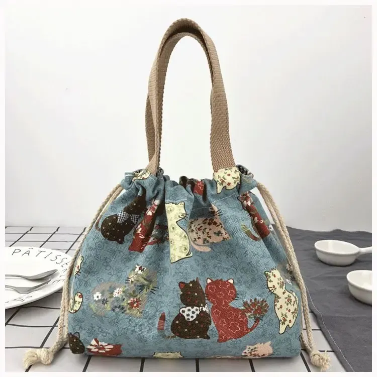 Sac à lunch en toile de dessin animé japonais, vue latérale