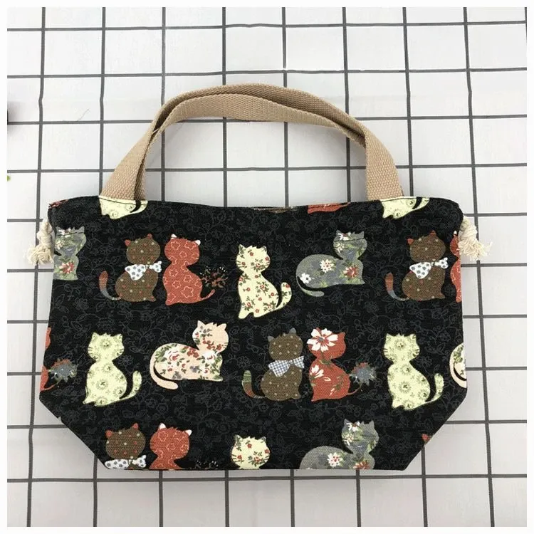 Sac à lunch en toile de dessin animé japonais, détail du motif