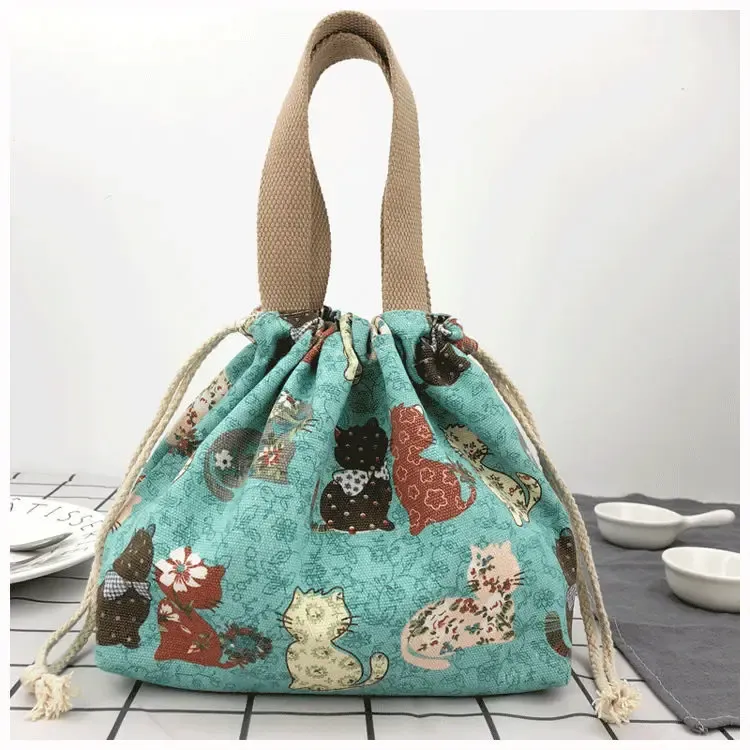 Sac à lunch en toile de dessin animé japonais, pratique au quotidien