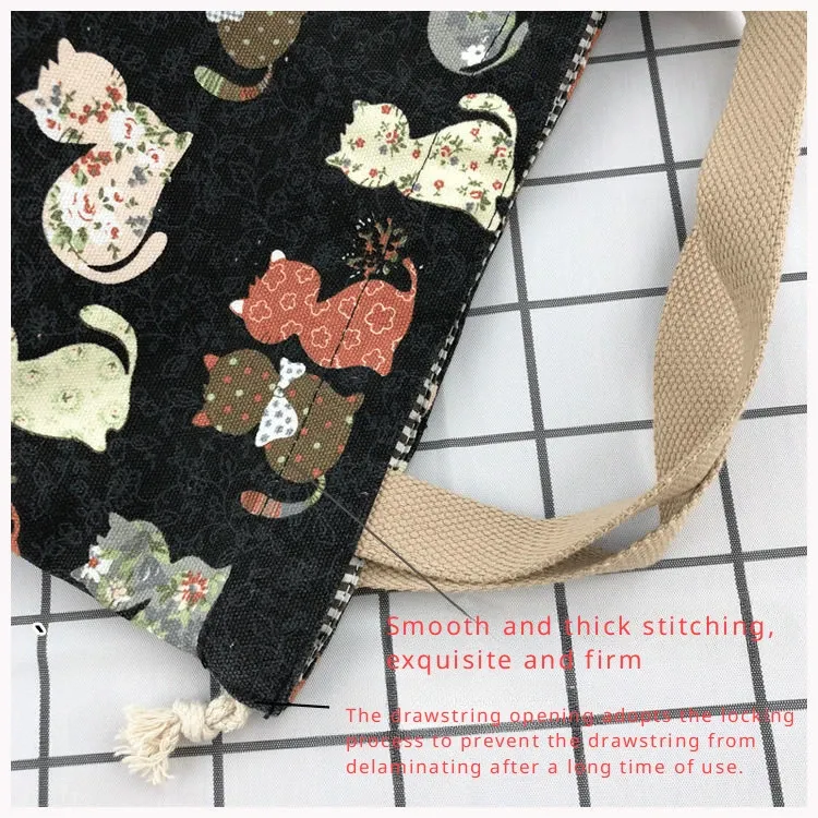 Sac à lunch en toile de dessin animé japonais, vue d'ensemble