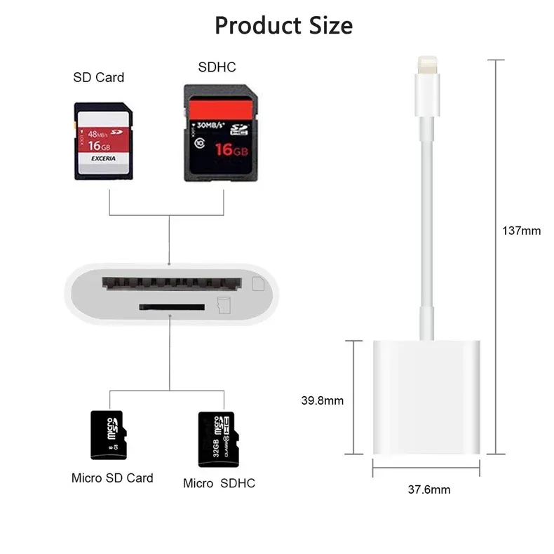 Accessoire de téléphone pour iPhone, lecteur de carte mémoire