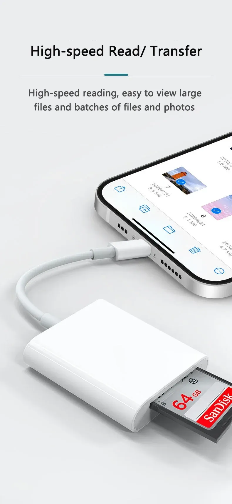 Détail du connecteur de l'adaptateur pour iPhone