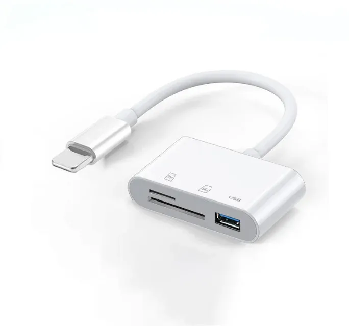 Adaptateur lecteur de carte SD et TF pour iPhone, compatible Apple iPhone 14, 13 et modèles USB 3.0, lecteur de carte OTG pour appareil photo et transfert de photos 7