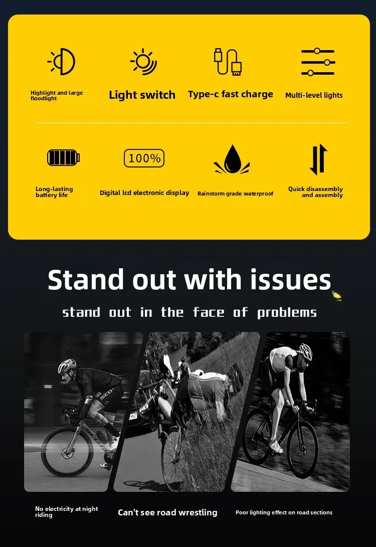 Éclairage de vélo installé sur un guidon