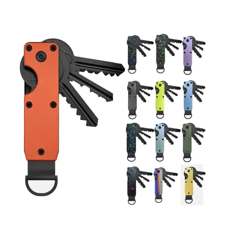Organisateur de clés compact en métal, porte-clés minimaliste pour 1 à 5 clés. Longueur : 6,2 cm. - Image 1