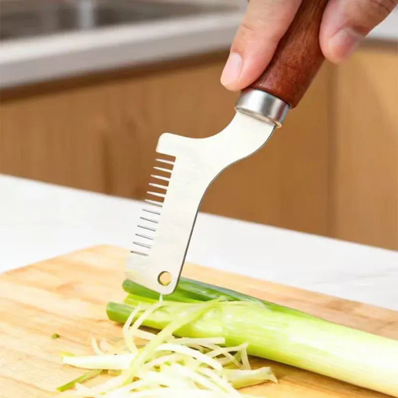 Couteau à oignons verts en acier inoxydable avec manche en bois 4
