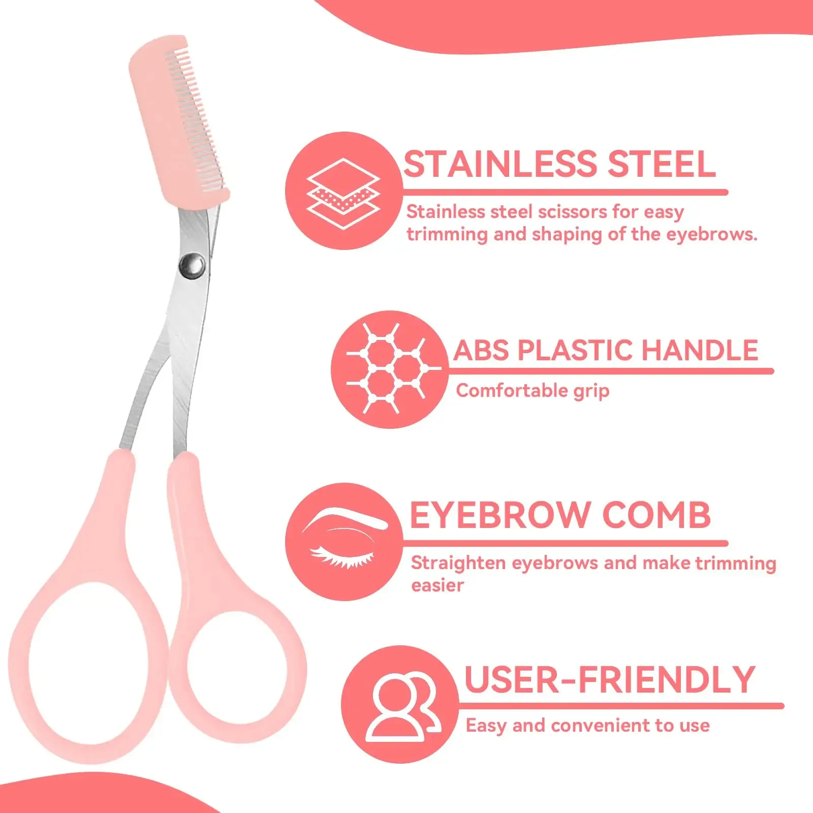 Rasoir et ciseaux à sourcils en acier inoxydable avec peigne, outil de beauté pour femme 4
