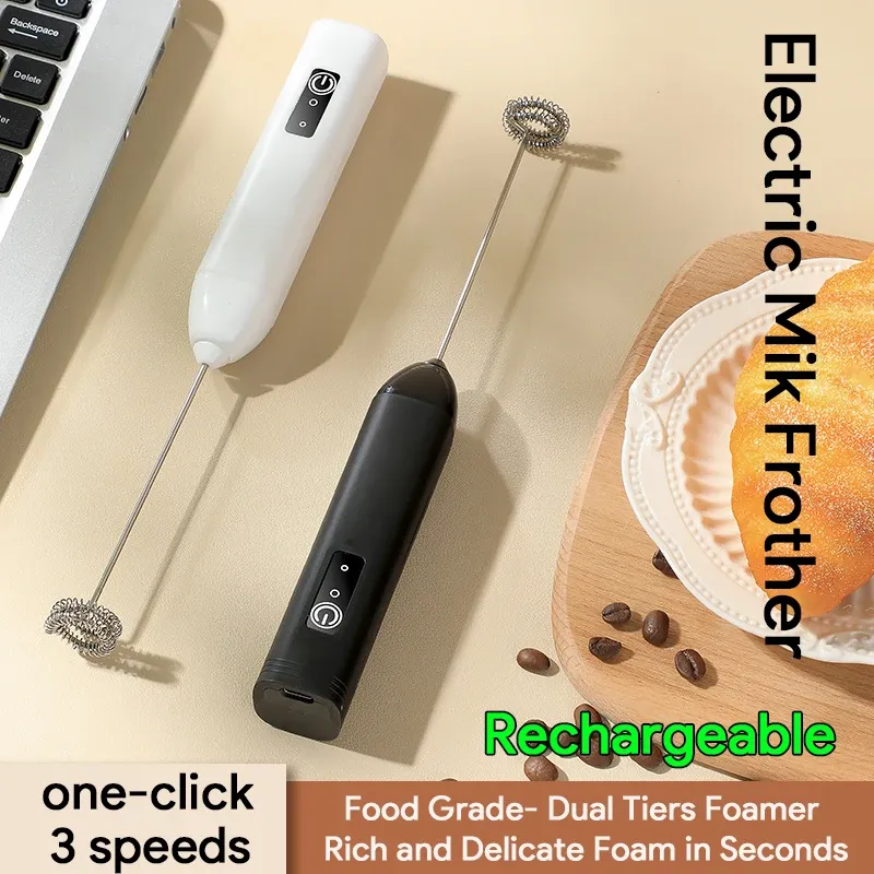 Mousseur à lait électrique rechargeable par USB, 3 vitesses