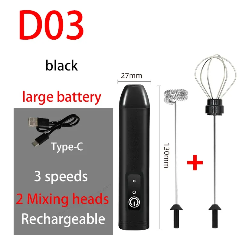 Mousseur à lait électrique rechargeable par USB, 3 vitesses 10