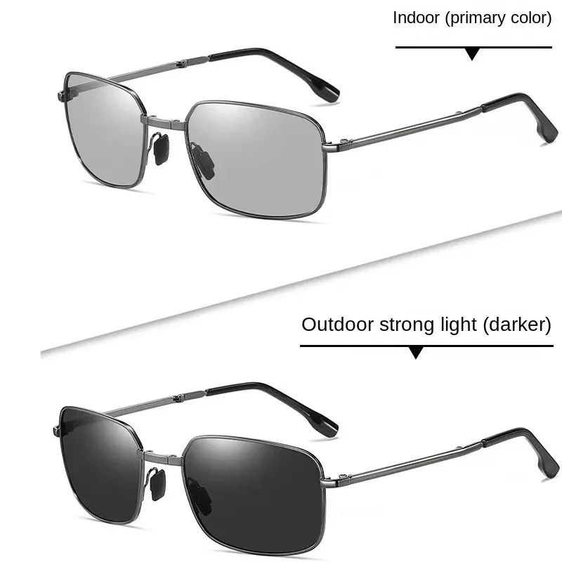 Lunettes de soleil carrées pliables et polarisées pour hommes, à verres photochromiques pour la conduite de jour comme de nuit 5