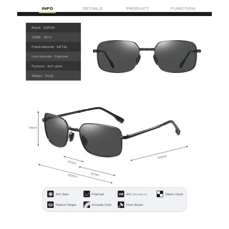 Lunettes de soleil carrées pliables et polarisées pour hommes, à verres photochromiques pour la conduite de jour comme de nuit 6