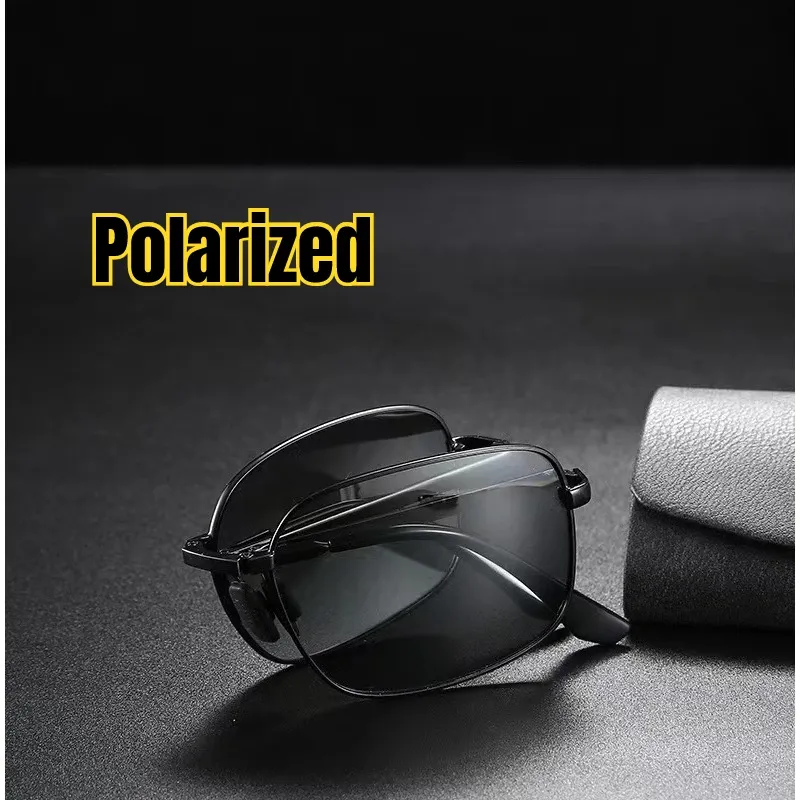 Lunettes de soleil carrées pliables et polarisées pour hommes, à verres photochromiques pour la conduite de jour comme de nuit 9