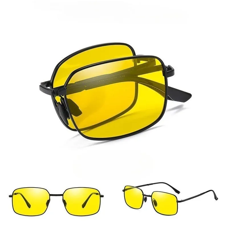 Lunettes de soleil carrées pliables et polarisées pour hommes, à verres photochromiques pour la conduite de jour comme de nuit 7