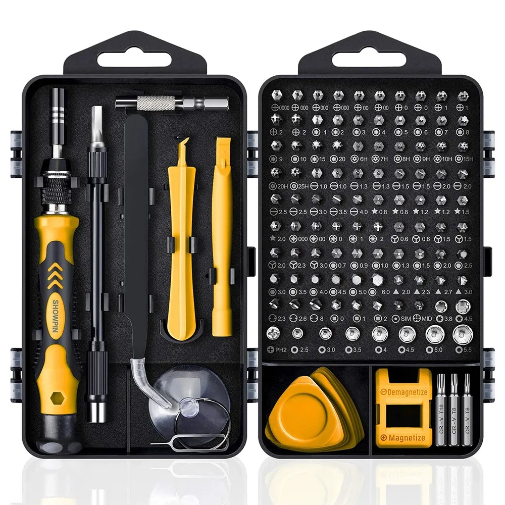 Jeu de tournevis magnétiques Torx et Phillips 25/115/135/140 en 1 avec embouts et clé de démontage pour la réparation de téléphones et PC