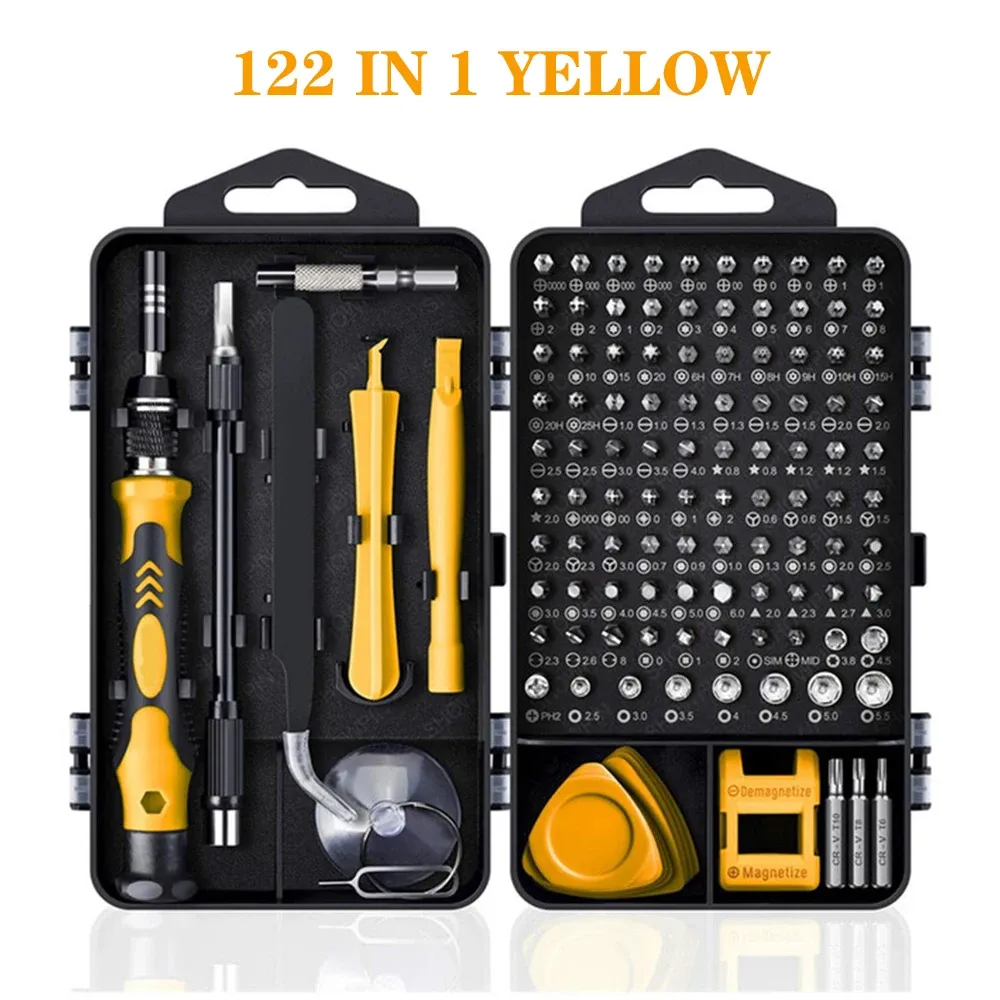 Jeu de tournevis magnétiques Torx et Phillips 25/115/135/140 en 1 avec embouts et clé de démontage pour la réparation de téléphones et PC 10