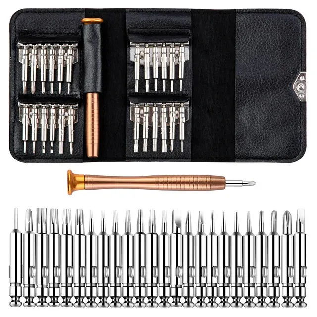 Jeu de tournevis magnétiques Torx et Phillips 25/115/135/140 en 1 avec embouts et clé de démontage pour la réparation de téléphones et PC 9