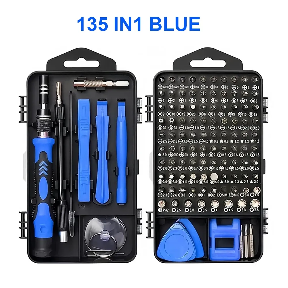 Jeu de tournevis magnétiques Torx et Phillips 25/115/135/140 en 1 avec embouts et clé de démontage pour la réparation de téléphones et PC 11