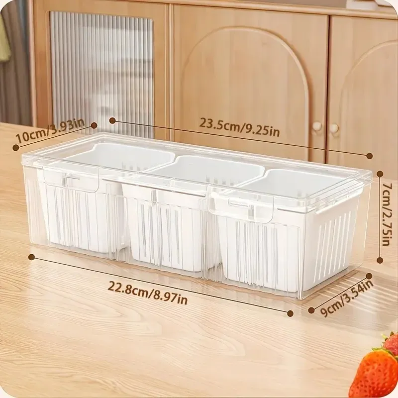 Ensemble de récipients de stockage alimentaire, compartiments carrés transparents pour réfrigérateur, salades, fruits, légumes et condiments 4