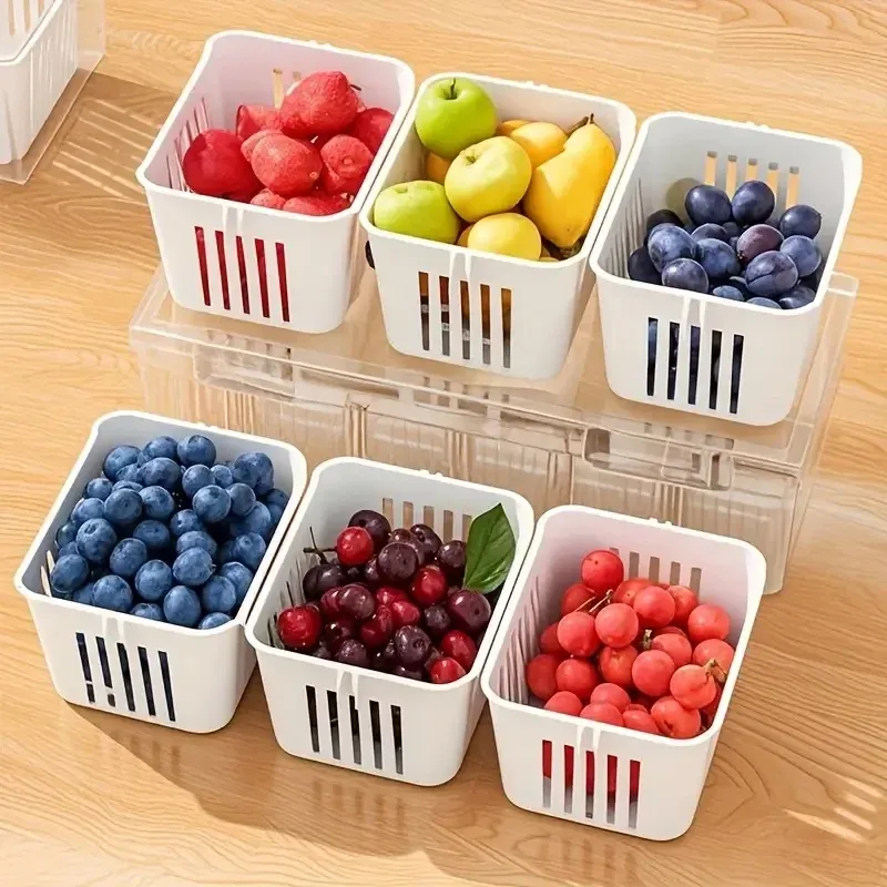 Ensemble de récipients de stockage alimentaire, compartiments carrés transparents pour réfrigérateur, salades, fruits, légumes et condiments 5