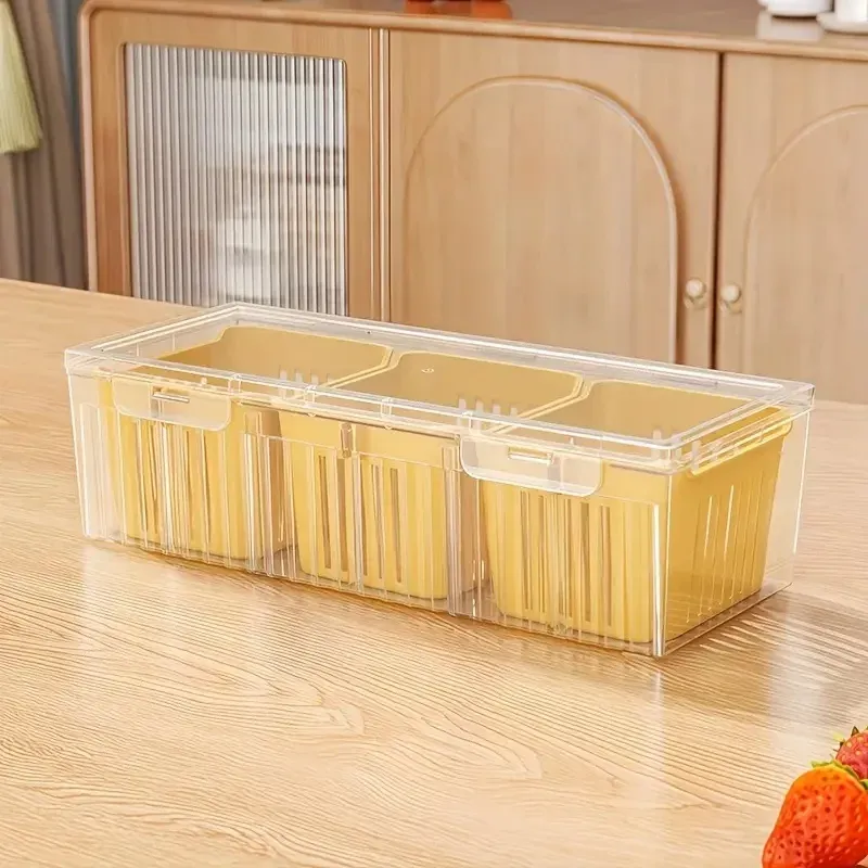 Ensemble de récipients de stockage alimentaire, compartiments carrés transparents pour réfrigérateur, salades, fruits, légumes et condiments 9
