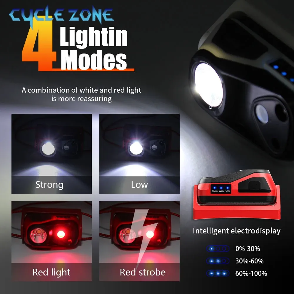 Mini lampe frontale portable XPG rechargeable par USB, haute luminosité, 4 modes d'éclairage, idéale pour le travail et la nuit 3
