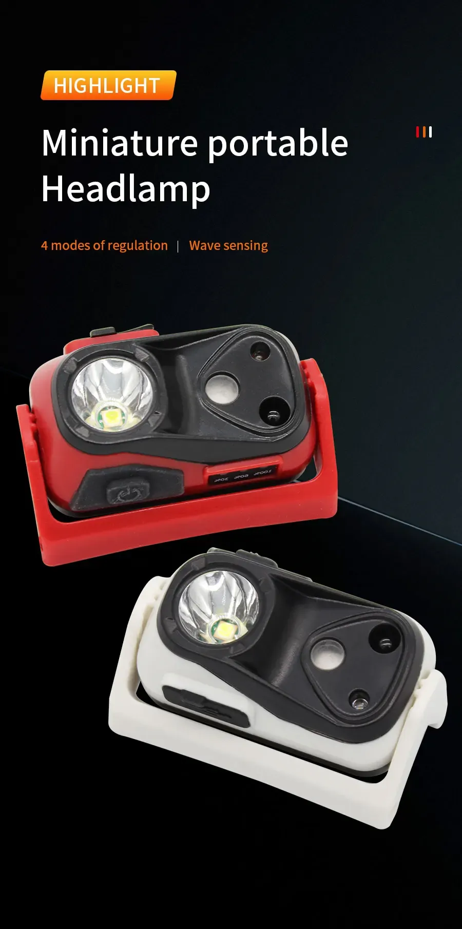 Lampe frontale rechargeable, vue détaillée