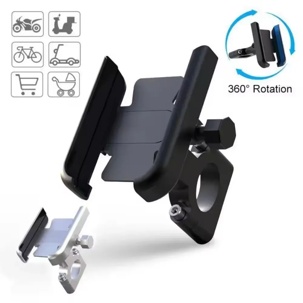 Support de téléphone en aluminium pour vélo et moto, support universel compatible avec les smartphones de 4 à 7 pouces, étanche et antichoc - Image 1