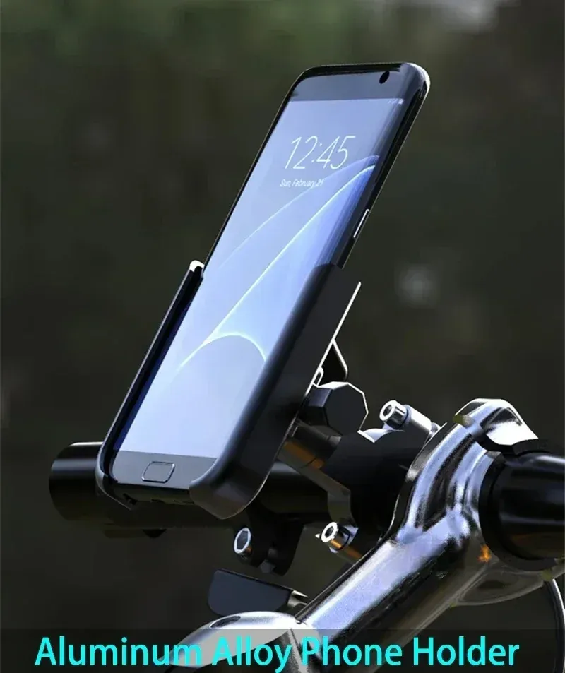 Vue d'ensemble du support de téléphone en aluminium pour vélo et moto