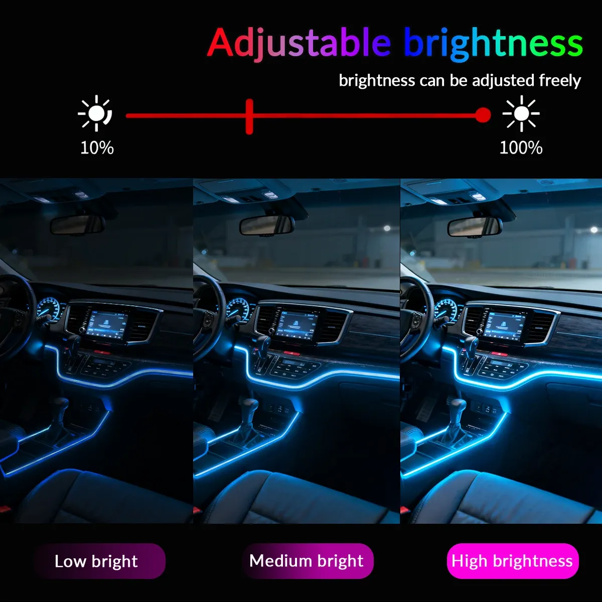 Éclairage d'ambiance RGB pour voiture, 64 couleurs, 18 en 1, bande LED universelle en acrylique dissimulée 4