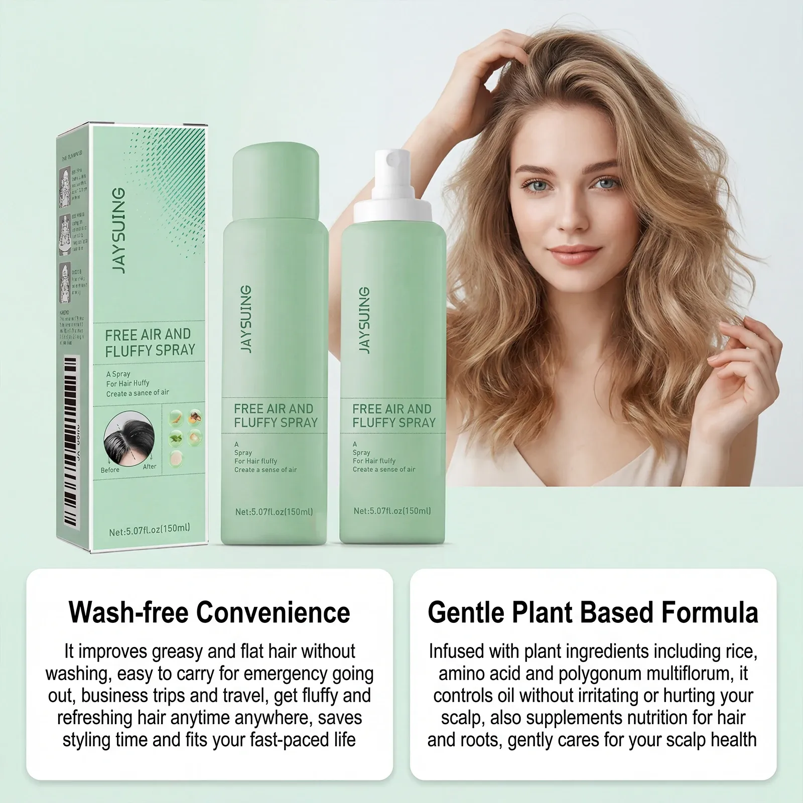 Shampooing sec volumisant, résultat volume