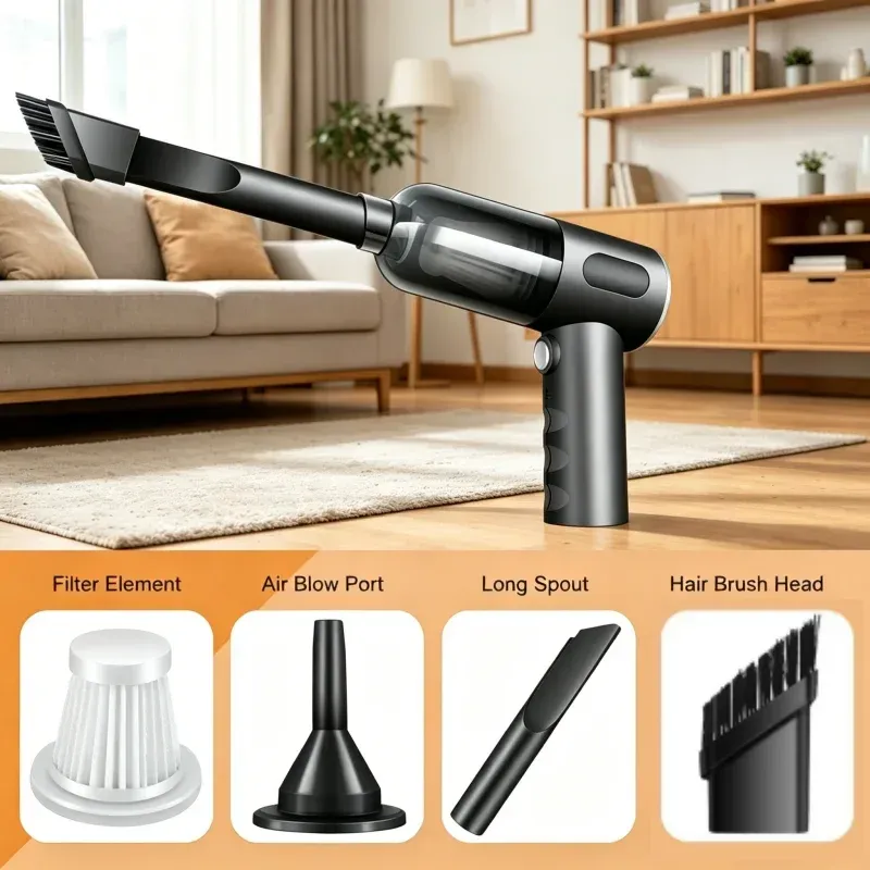 Lenovo Aspirateur de voiture sans fil portatif, usage double sec et humide, batterie haute puissance, charge rapide, modèle 2027 6