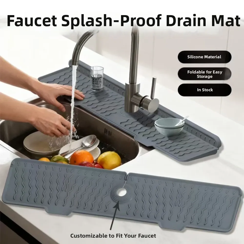Tapis de robinet en silicone antidérapant, protection anti-éclaboussures pour évier, longueurs 36, 46 et 61 cm 3