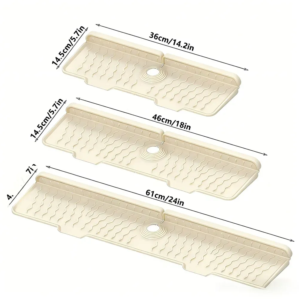 Tapis de robinet en silicone antidérapant, protection anti-éclaboussures pour évier, longueurs 36, 46 et 61 cm 7