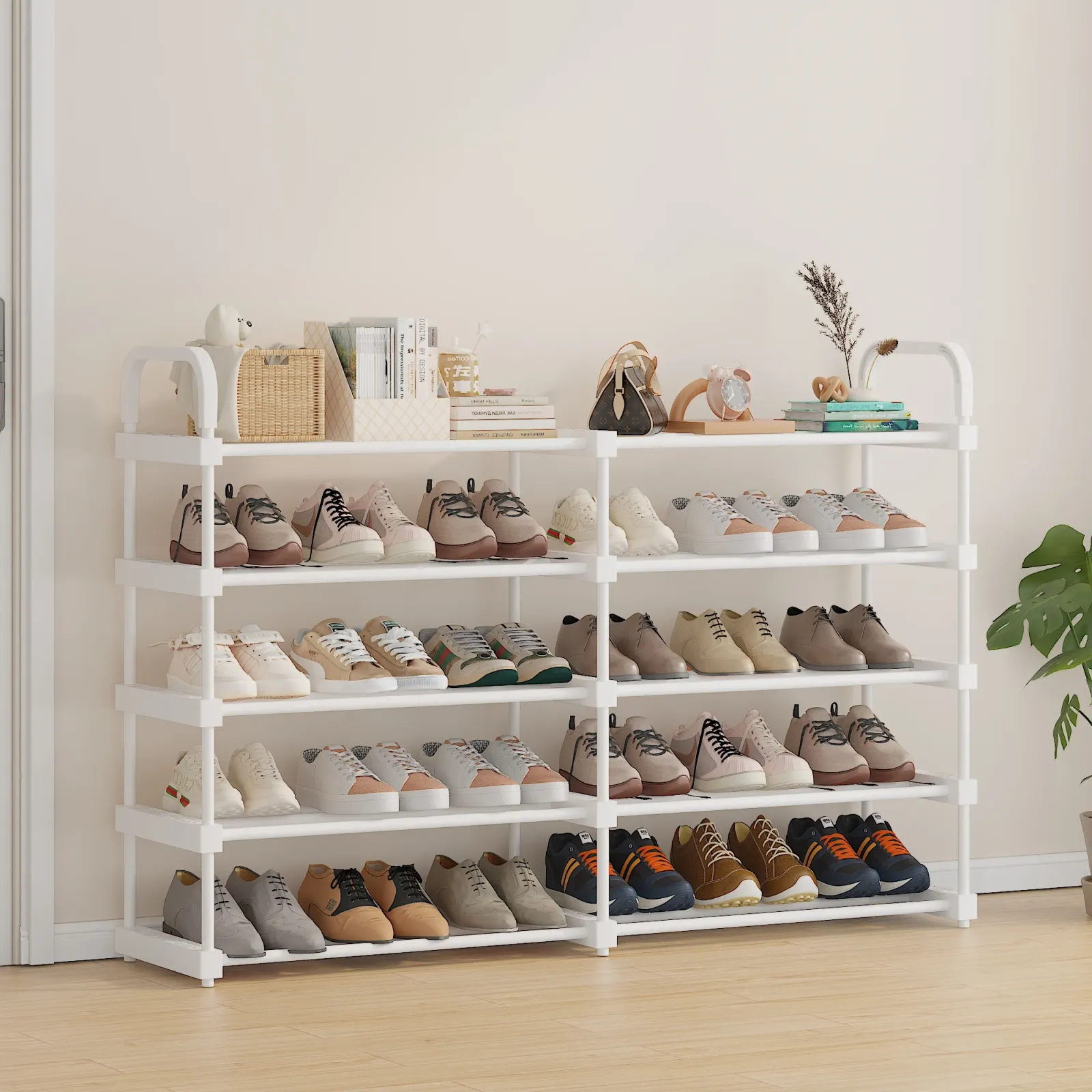 Meuble à chaussures blanc en situation