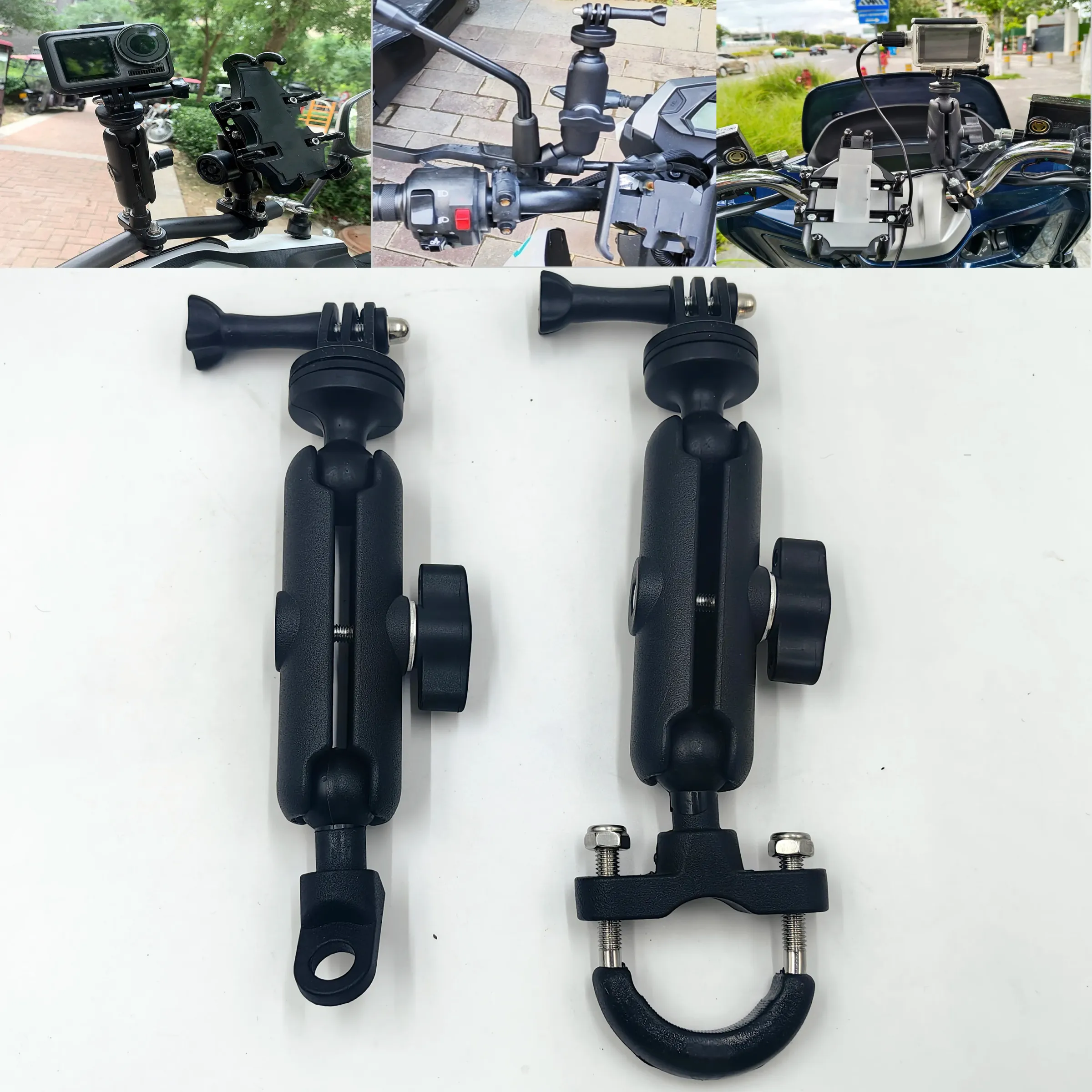 Support de guidon pour moto et vélo compatible GoPro 8 à 12, Insta360 X3/X4 et DJI, accessoire pour caméra d'action - Image 1