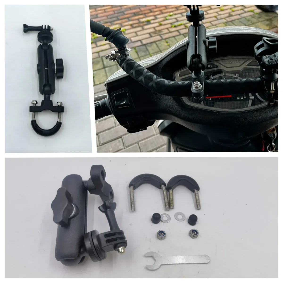 Support de guidon pour moto et vélo compatible GoPro 8 à 12, Insta360 X3/X4 et DJI, accessoire pour caméra d'action 6