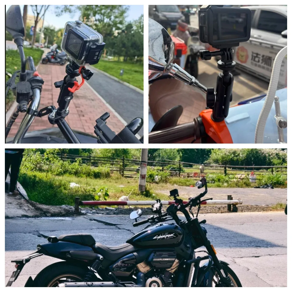 Support de montage moto pour caméra d'action, vue d'ensemble