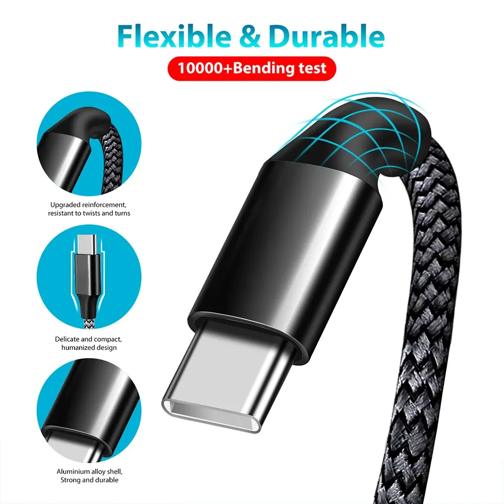 Câble USB-C vers USB-C PD 60 W, 3 m, 5 m, 8 m, rallonge 10 m, compatible iPhone 15 Pro Max, Plus, Huawei, Samsung, Xiaomi, OPPO 2