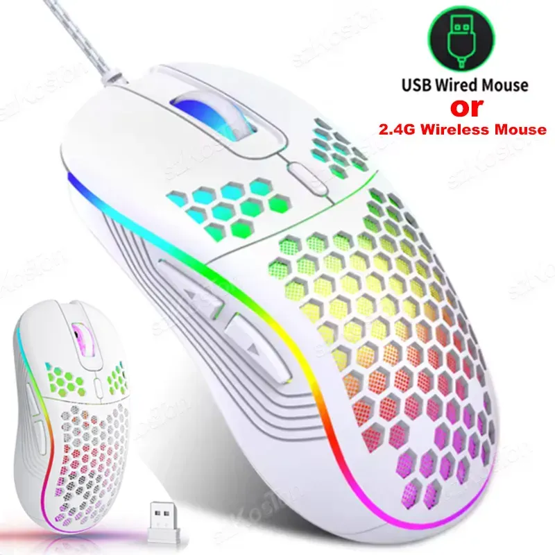 Souris de jeu filaire Honeycomb RGB, 7200 DPI réglables, ergonomique, USB, compatible PC Windows