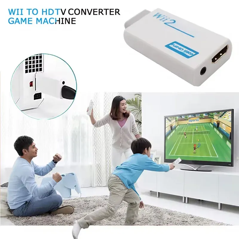 Adaptateur convertisseur HDMI Full HD 1080p pour console Wii avec câble audio 3,5 mm 2