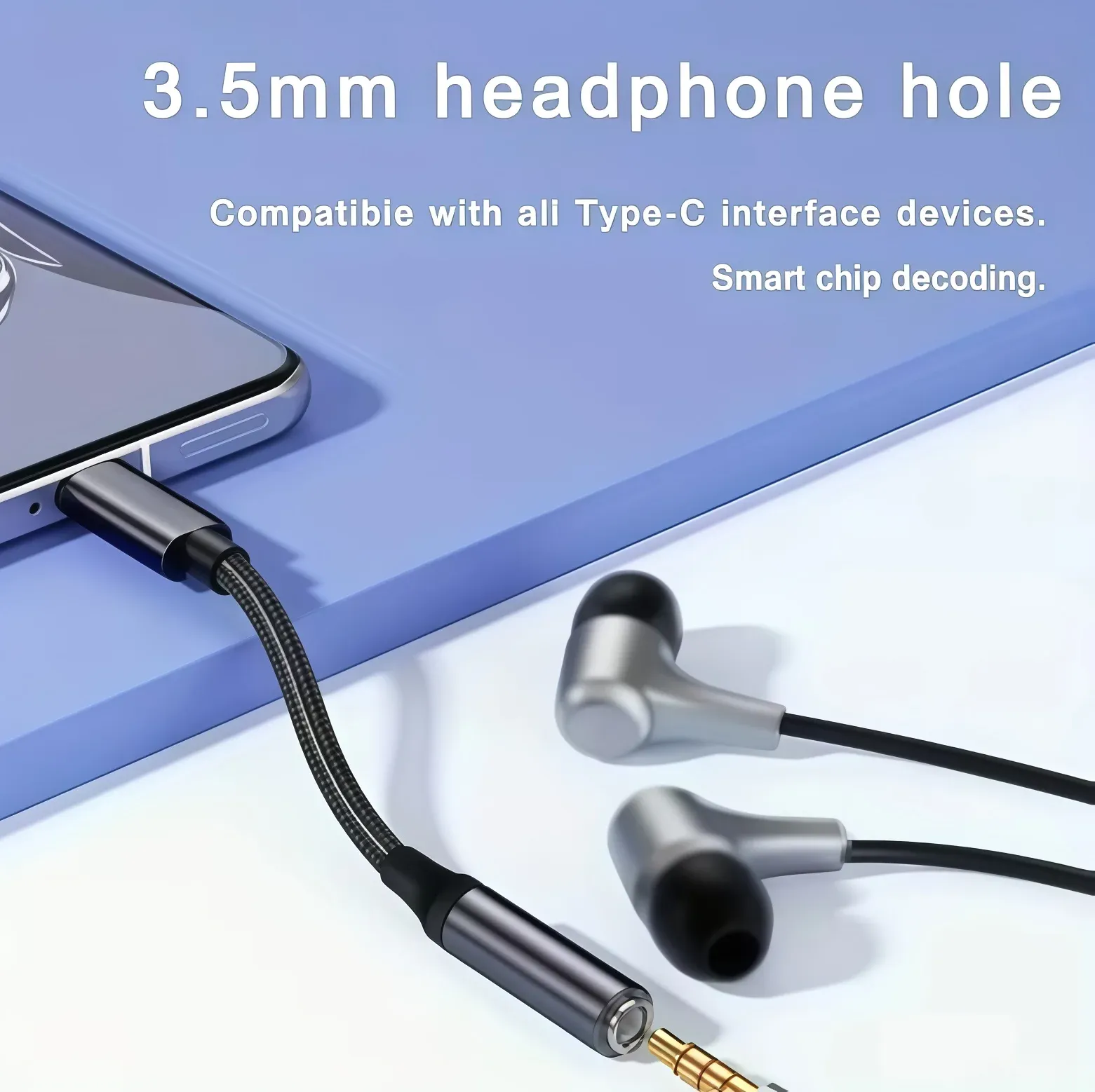 Adaptateur audio USB-C vers Aux, détail du design