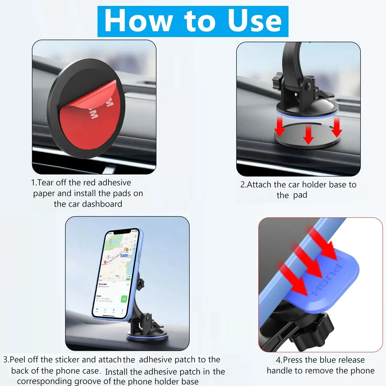 Support de téléphone pour voiture, support de téléphone portable pour tableau de bord, support de pare-brise, support de téléphone universel pour camion, rotation à 360° 5