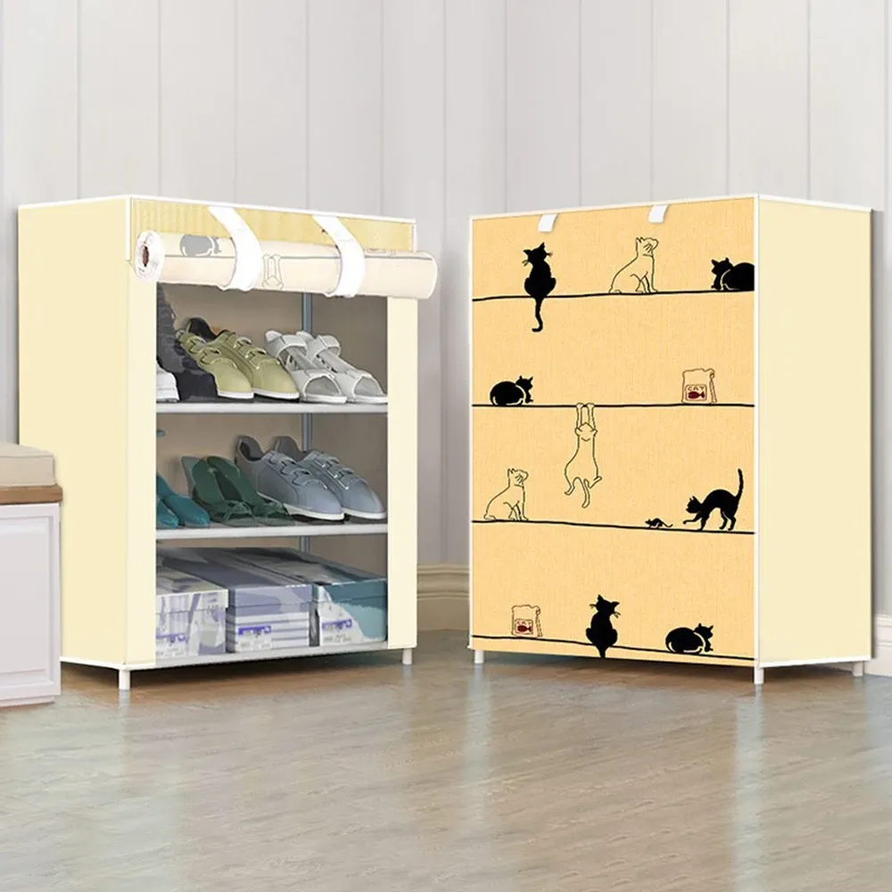 Meuble à chaussures multicouche en tissu anti-poussière, design minimaliste 6